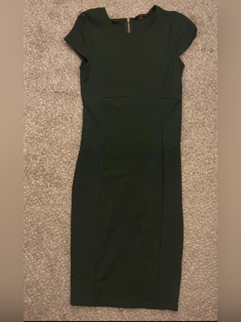 Felicity & Coco Forest Green Cap-Sleeve Midi Sheath Dress